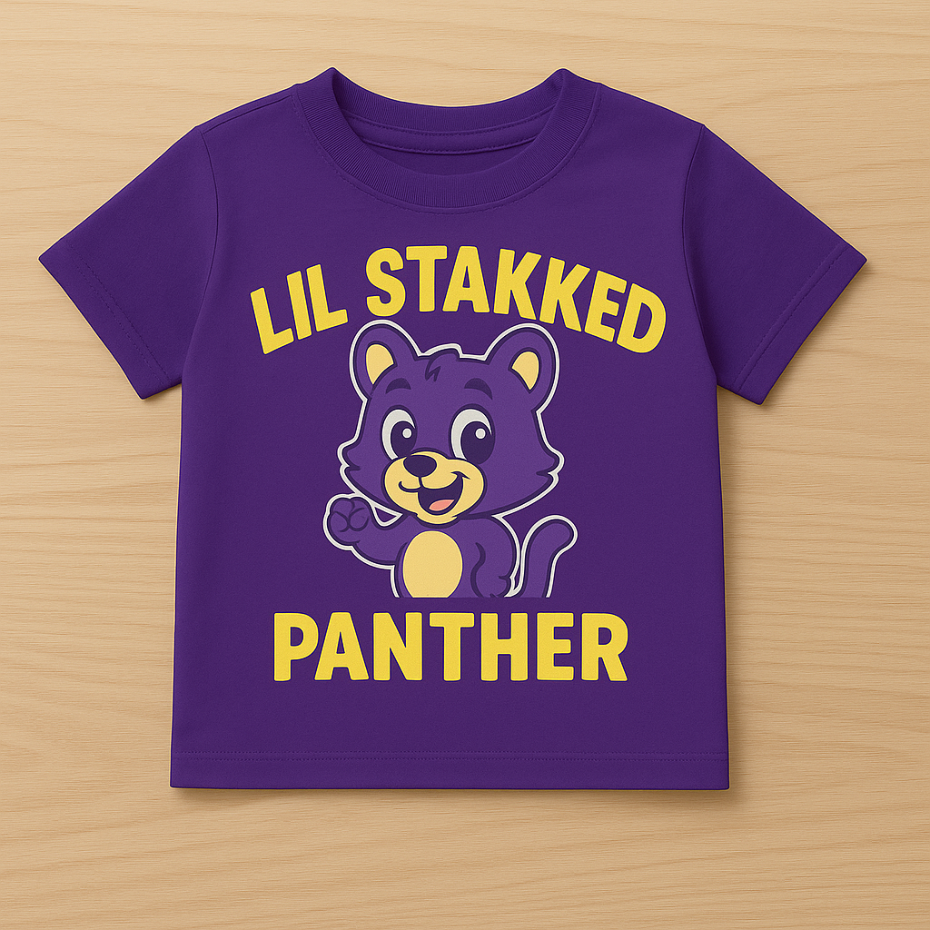 Lil STAKKED Panther Tee (Purple/Gold Edition