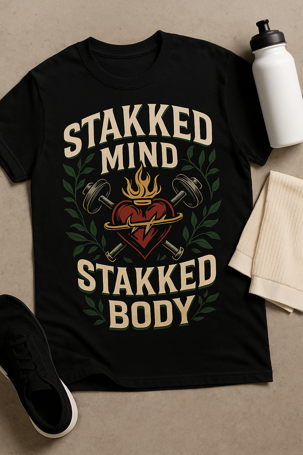 STAKKED Mind, STAKKED Body Tee – Strength & Balance Edition