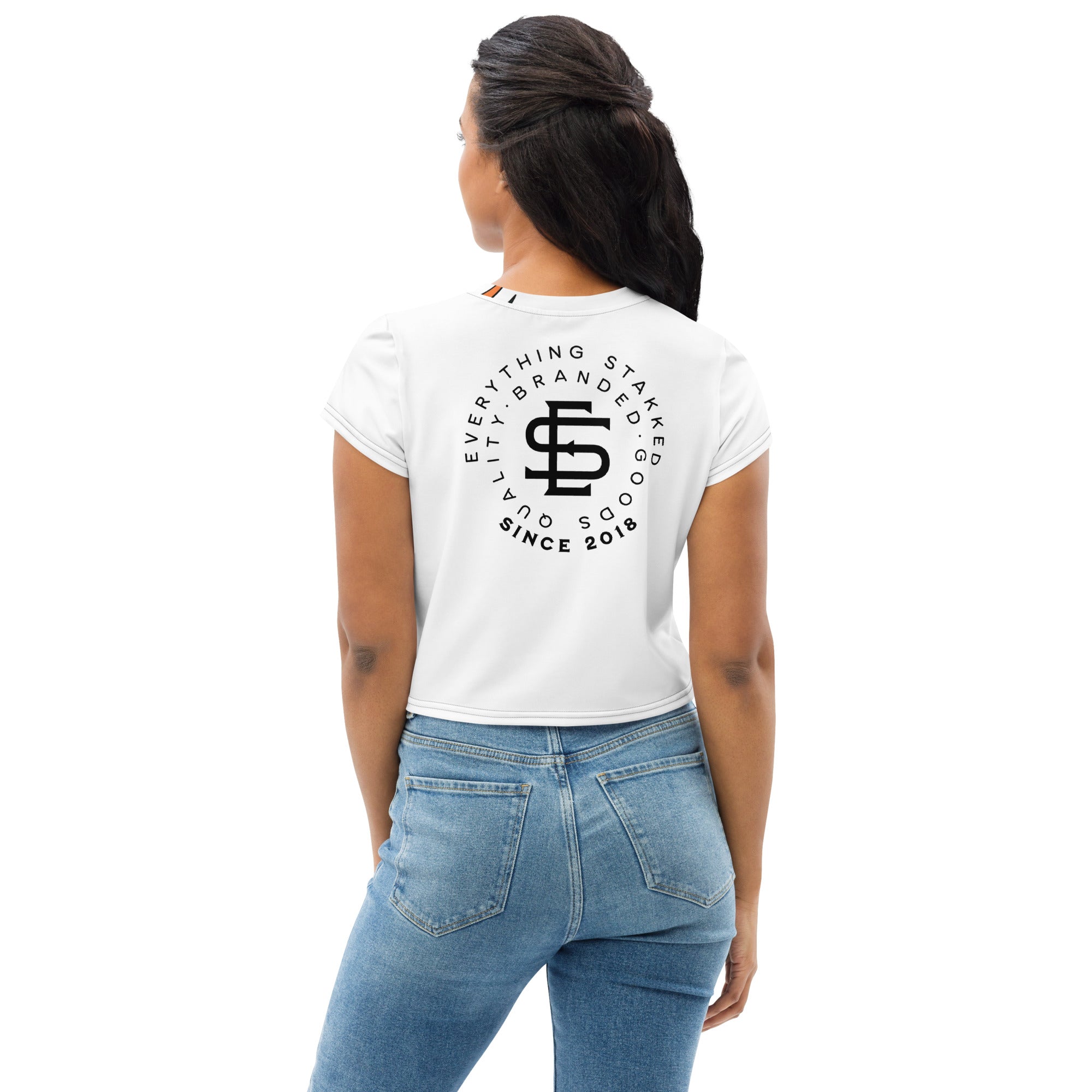 Everything STAKKED All-Over Print Crop Tee