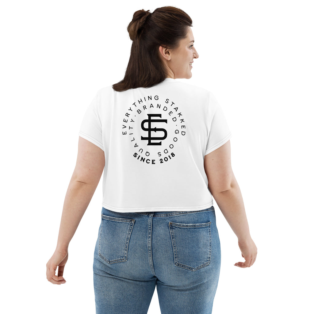 Everything STAKKED All-Over Print Crop Tee