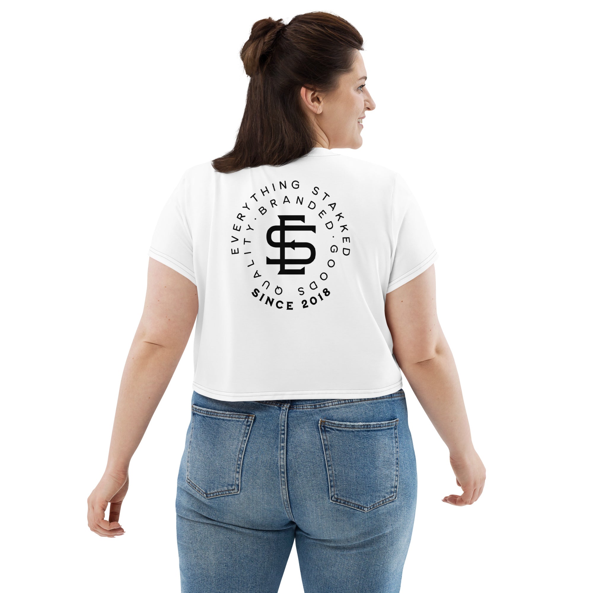 Everything STAKKED All-Over Print Crop Tee