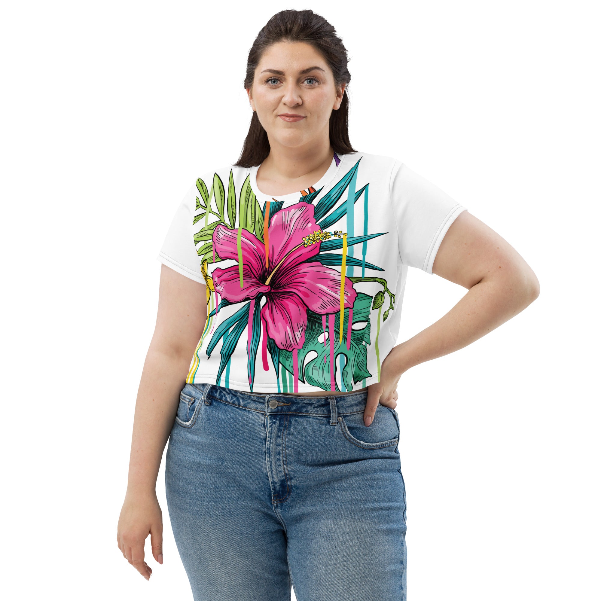 Everything STAKKED All-Over Print Crop Tee