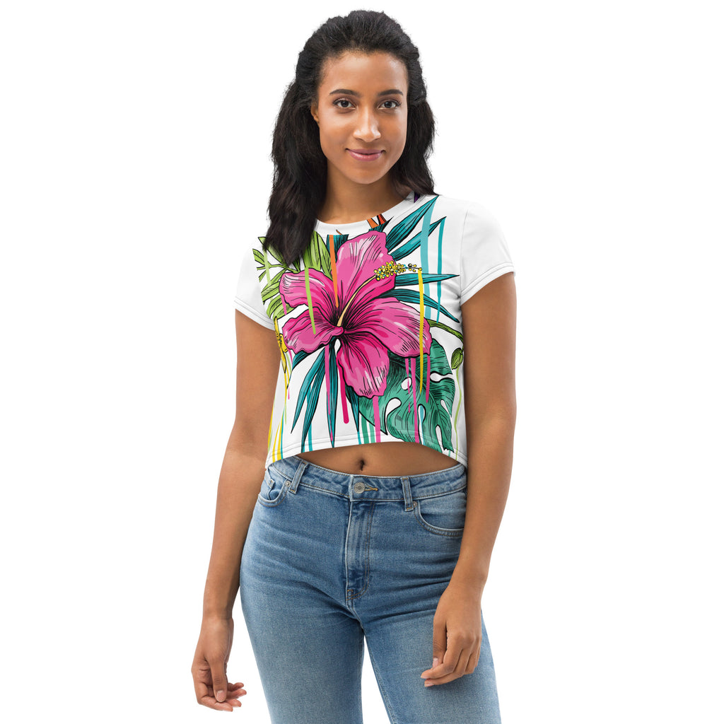 Everything STAKKED All-Over Print Crop Tee