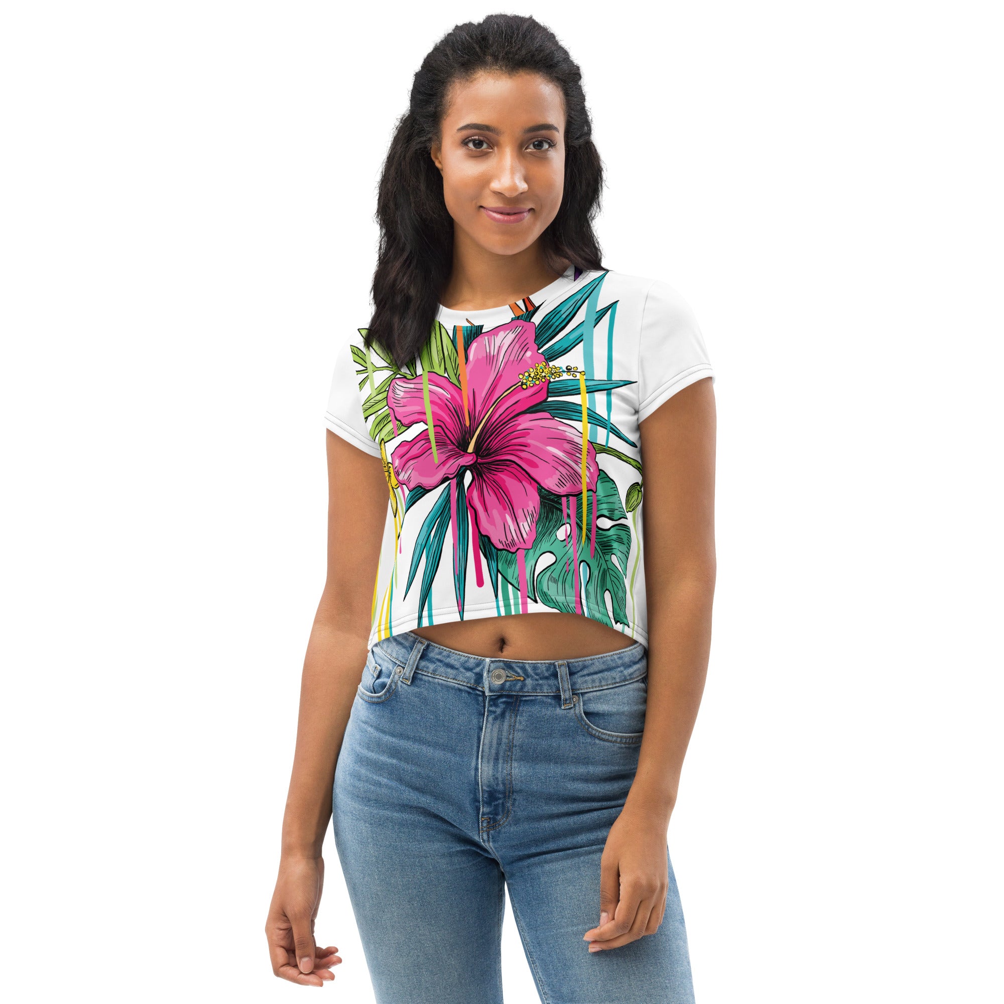 Everything STAKKED All-Over Print Crop Tee